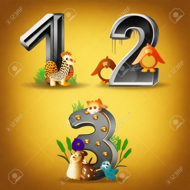 conjunto de números con número de animales