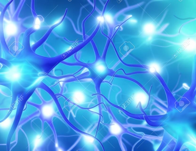 Réseau neuronal. connexions cérébrales neurones. 3d illustration.