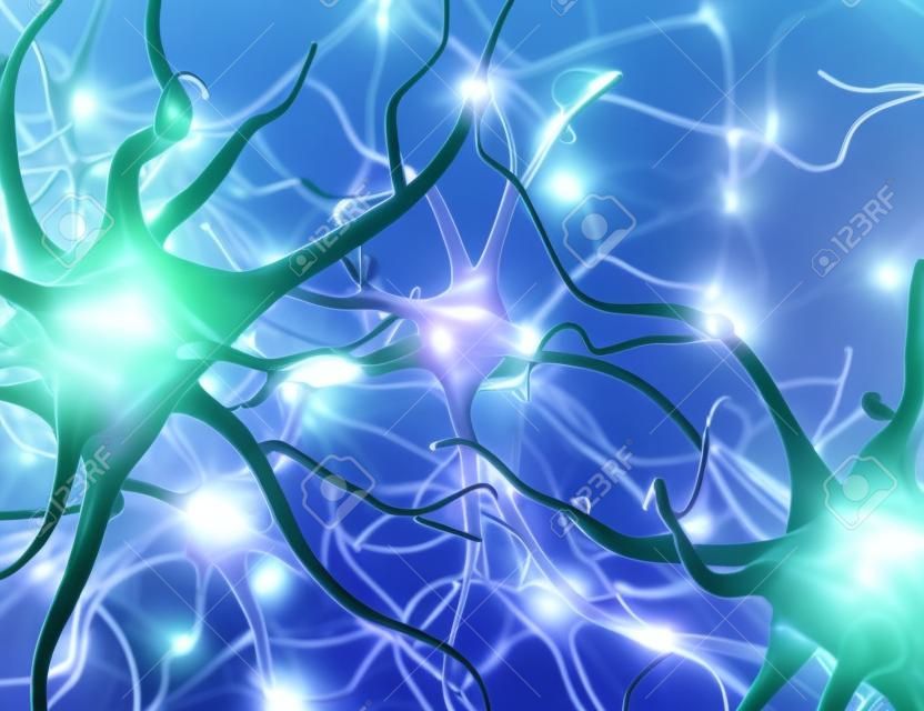 Нейронная сеть. Нейроны соединения мозга. 3D иллюстрации.