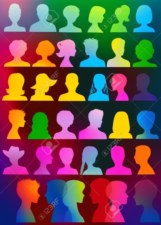 Colorful head silhouettes 
