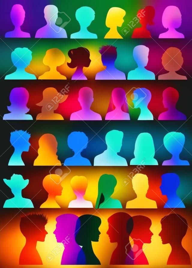 Colorful head silhouettes 