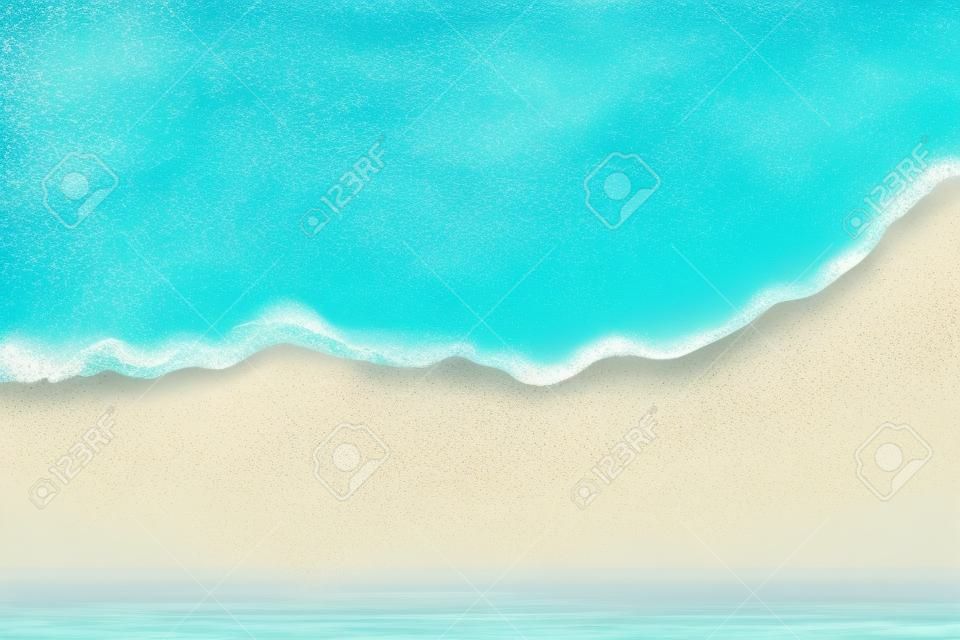 Fond d'été avec vague douce de l'océan bleu sur la plage de sable