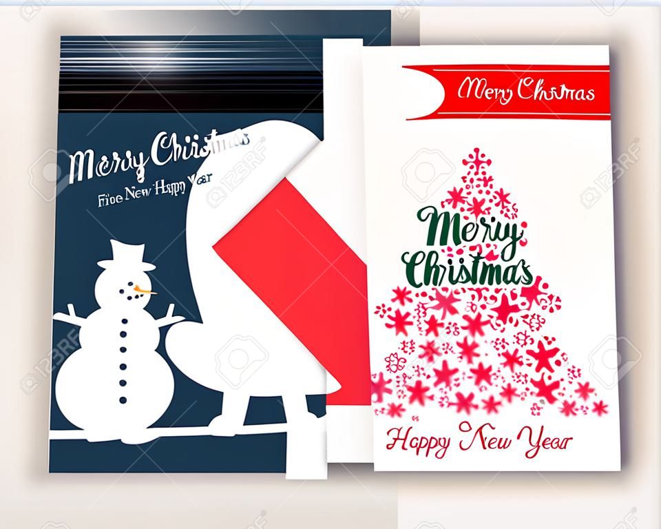 Ilustración de vector de feliz Navidad y feliz año nuevo tarjetas de felicitación