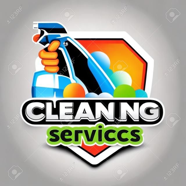 Usługa logo sprzątanie, wektor