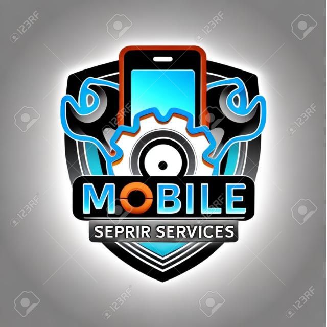 мобильный ремонт услуги логотип значок эмблема вектор