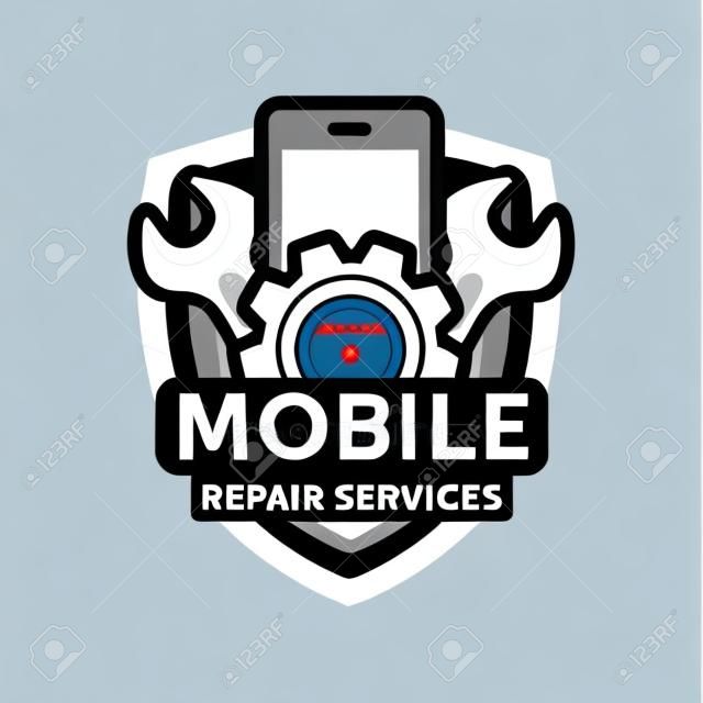мобильный ремонт услуги логотип значок эмблема вектор