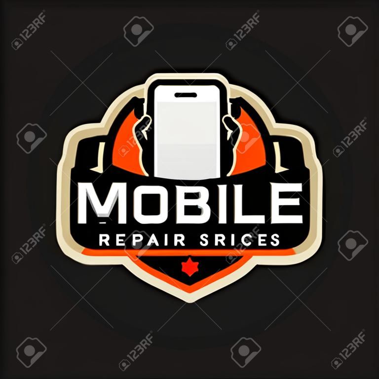 logo mobilny naprawa godło ikona wektor
