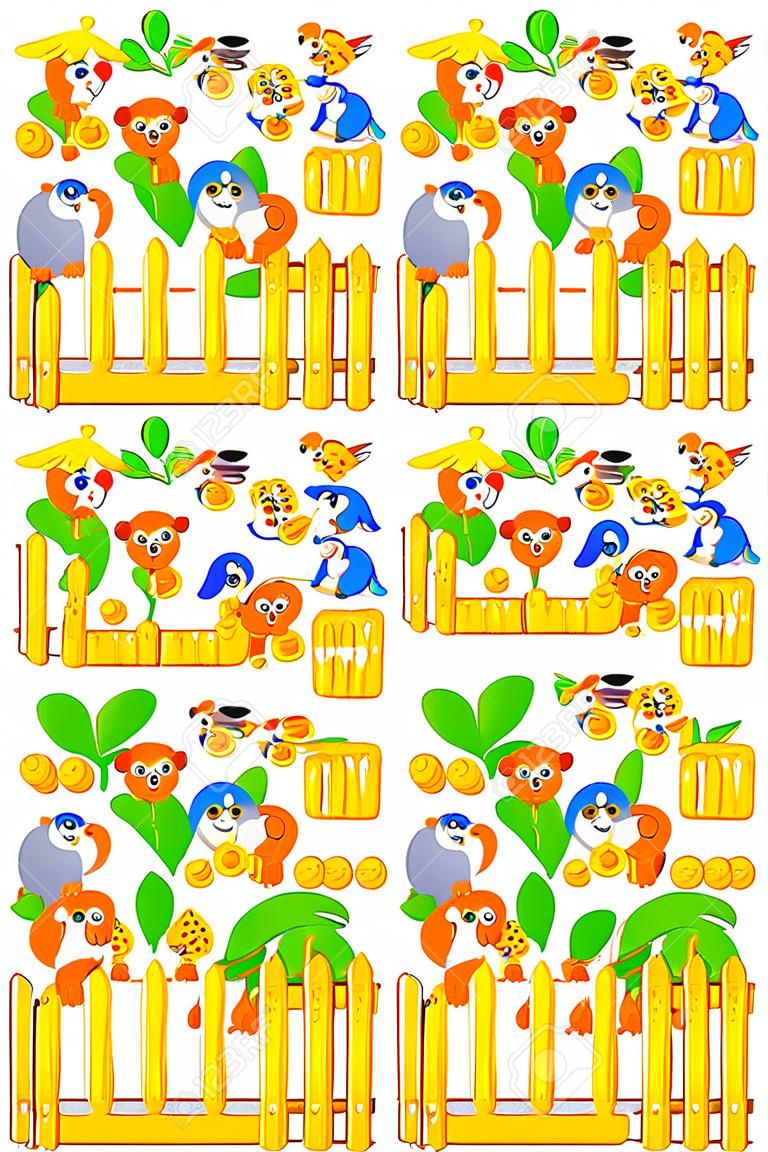 Logic puzzle game for children and adults. Need to find 9 differences. Printable page for baby book. Developing skills for counting. Vector cartoon image.