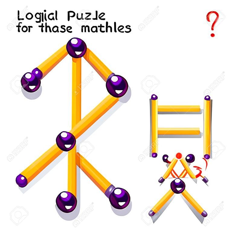 Logical puzzle game with matches. Need to move two matchsticks to make seven triangles. Printable page for brainteaser book. Developing spatial thinking skills. IQ training test. Vector image.