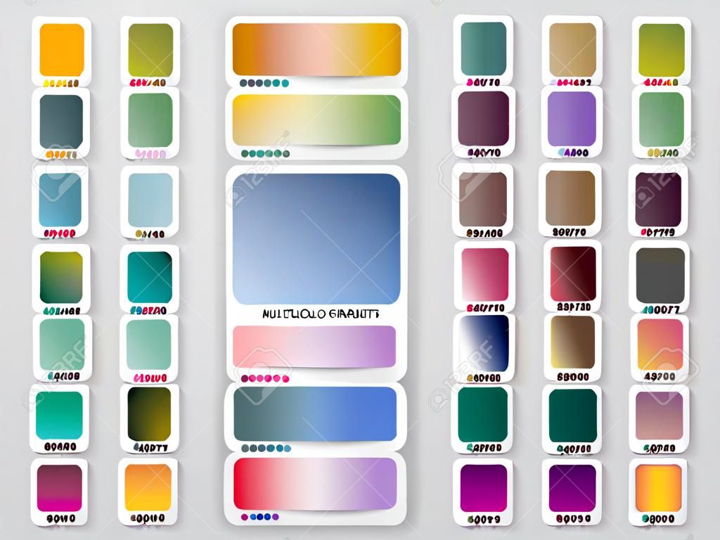 Multicolored gradient palette. catalog samples, trendy set of colorful gradients. Vector illustration