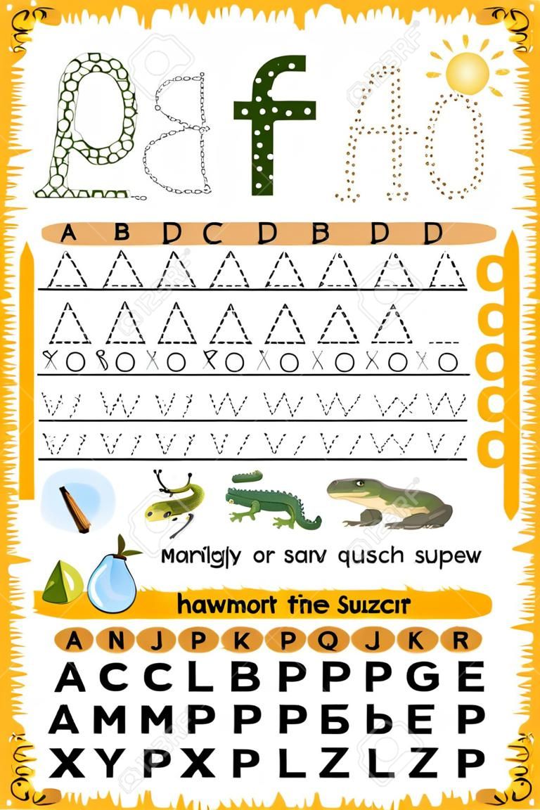 Lernarbeitsblatt für Kinder, die das englische Alphabet lernen. Handschrift- und Kreuzworträtselspiel zum Auswendiglernen von Wörtern. Buchstabe a
