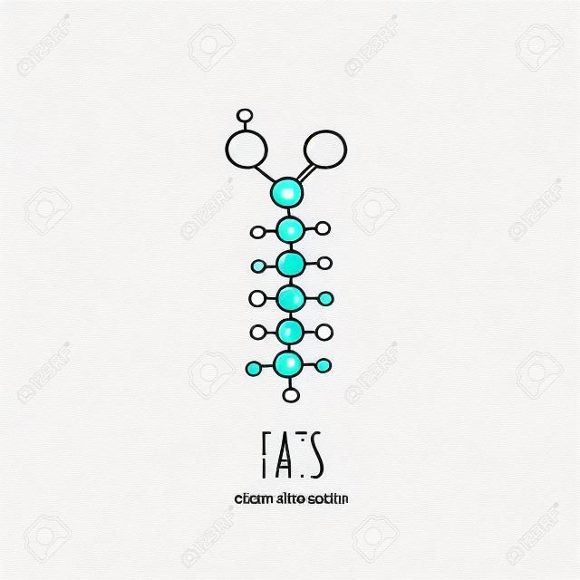Hand drawn doodle Fat chemical formula icon Vector illustration dieting symbol Cartoon sketch weight loss element Fitness diet Sport nutrition Healthy eating Balance On white background