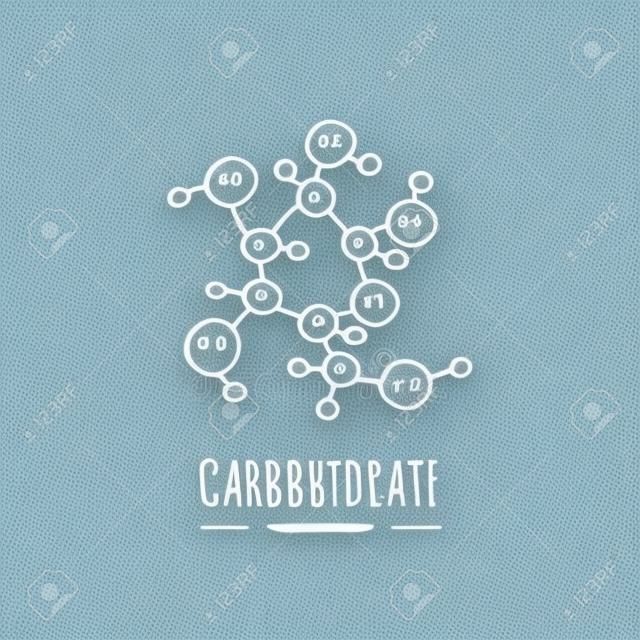 Hand gezeichnet doodle Kohlenhydrat chemische Formel Symbol Vektor-Illustration Kohlenhydrate Diät Symbol Cartoon Skizze Gewichtsverlust Element Fitness-Diät Sport Ernährung Gesundes Essen auf weißem Hintergrund