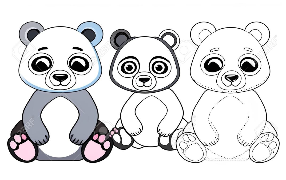 Coloring animal for children coloring book. Funny panda in a cartoon style. Trace the dots and color the picture