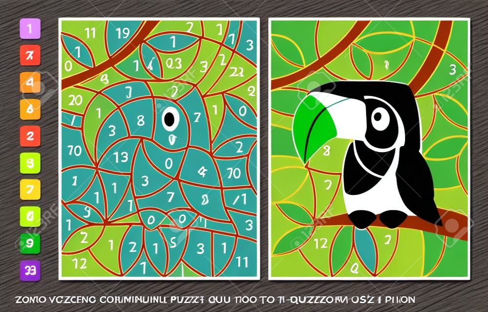 Vector Simple Para Colorear Zoo Animal Pájaro Tucán, Color Por Números.  Juego De Rompecabezas Para La Educación De Los Niños. Ilustraciones svg,  vectoriales, clip art vectorizado libre de derechos. Image 181690658