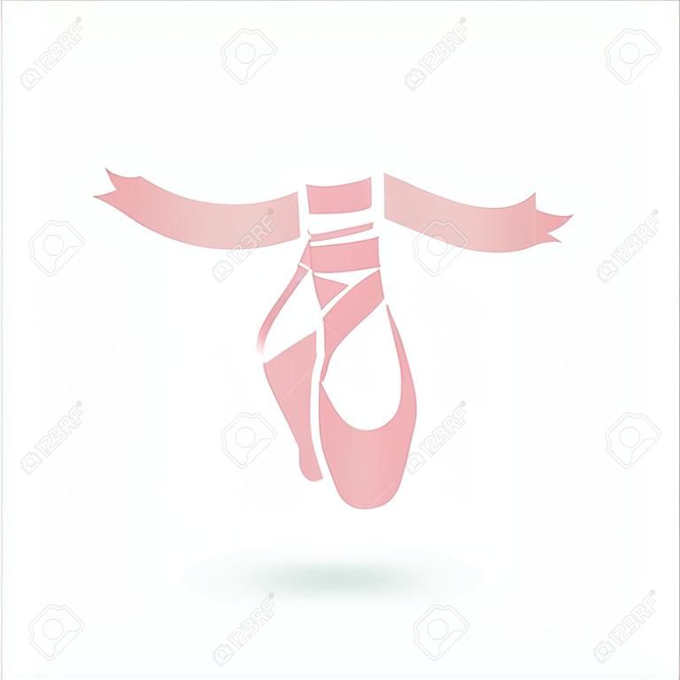 pink ballet pointes. dance studio symbol - vector illustration.