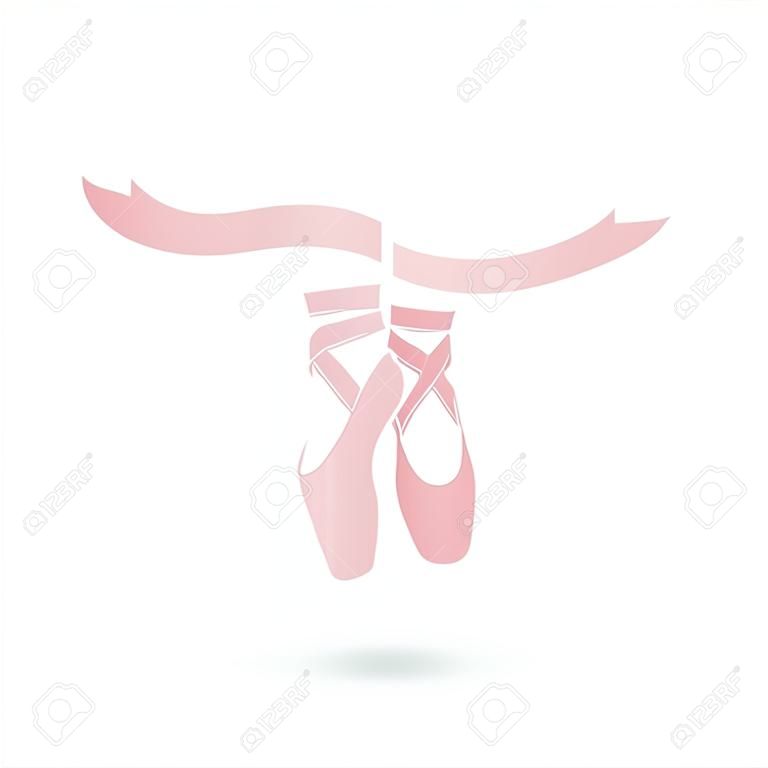 rózsaszín balett pointes. táncstúdió szimbólum - vektoros illusztráció.
