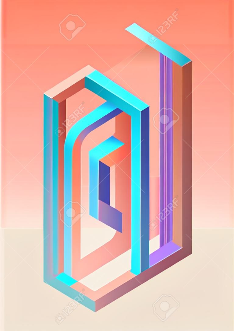 Isometric geometric shape abstract background modern art style. Design element template can be used for poster, backdrop, publication, brochure, flyer, leaflet, vector illustration