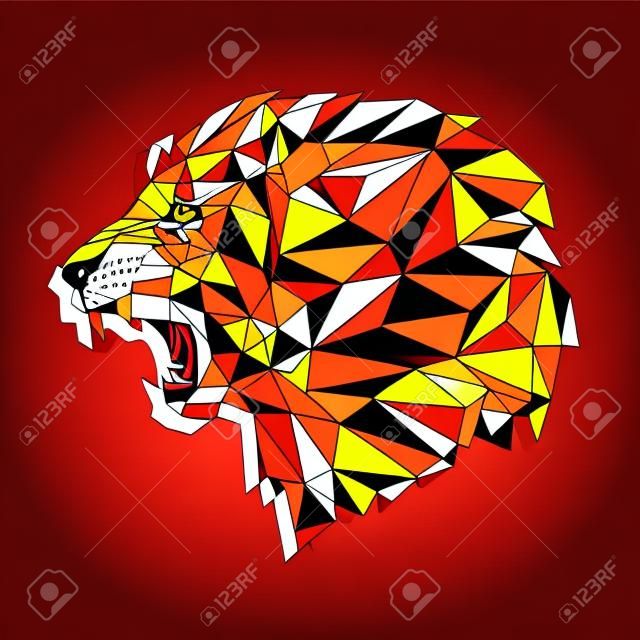 Geometrik pattern- Vector illustration ile Angry aslan