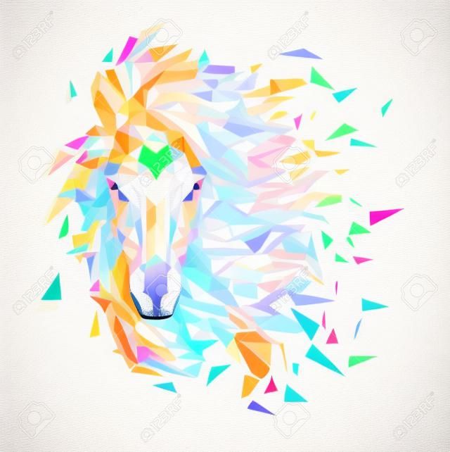 Horse Geometric pattern; Fabulous hair of horse low polygon; Vector EPS