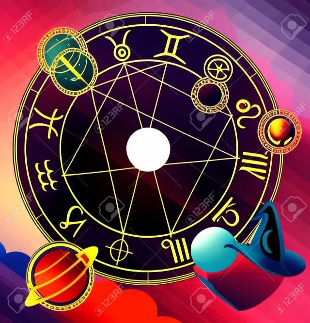 Signos del zodiaco, vector de fondo