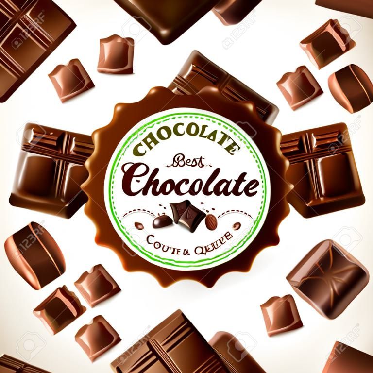 Schokolade, Vektor-Label, isoliert auf weißem Hintergrund