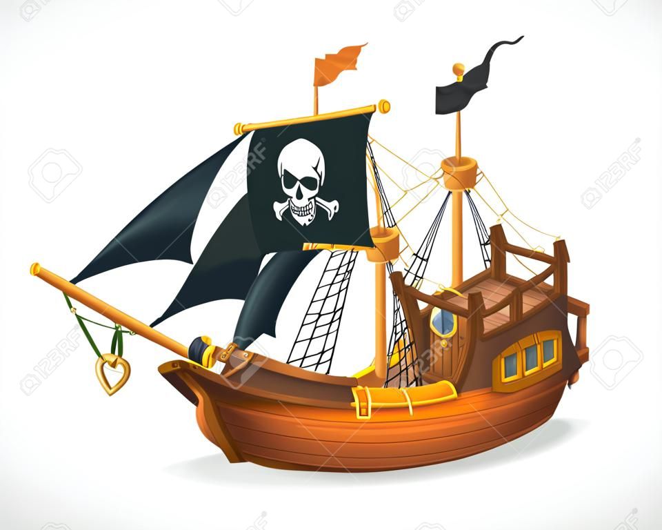 海盗船白色背景矢量图标
