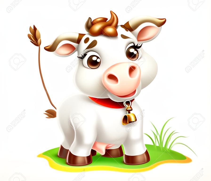 Little Cow, funny character. 3d vector icon