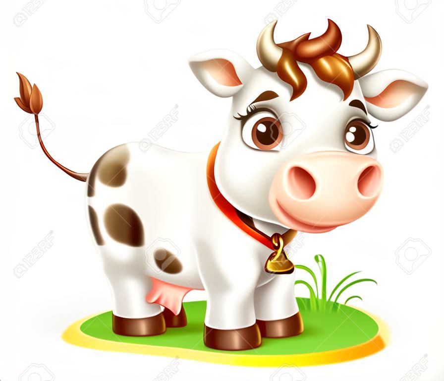 Kleine Kuh, lustiger Charakter. 3D-Vektorsymbol