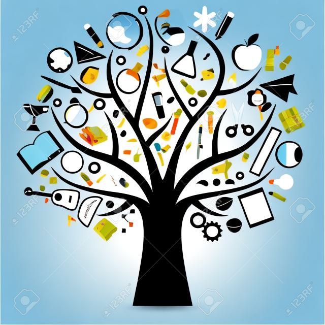 Iconos del vector de estudio son muchas ramas como árbol