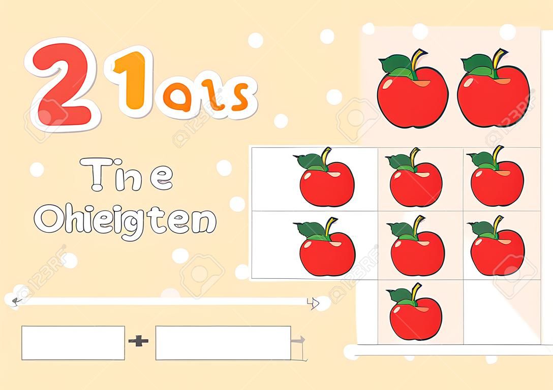 worksheet for kindergarten kids, Count the number of objects, Learn the numbers vector