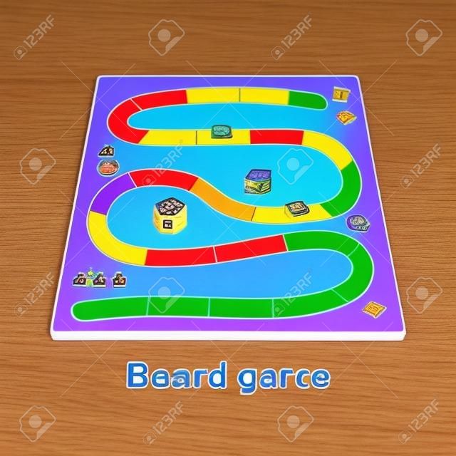 Vokabelkarte für Kinder. Brettspiel mit Bild des Brettspiels (Vokabular für GER: A1-A2 Level)