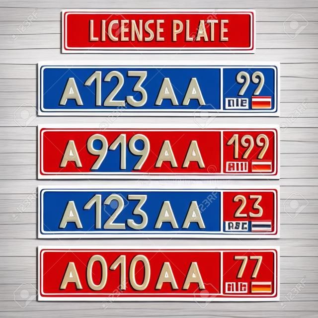 Russian license number plate. Flat style design ,vector illustration