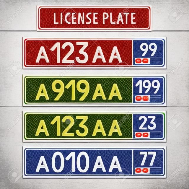 Russian license number plate. Flat style design ,vector illustration
