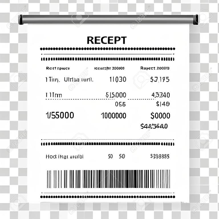 Receipt bill paper invoice with bar code,receipt template,flat vector illustration