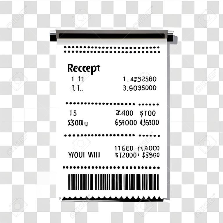 Receipt bill paper invoice with bar code,receipt template,flat vector illustration