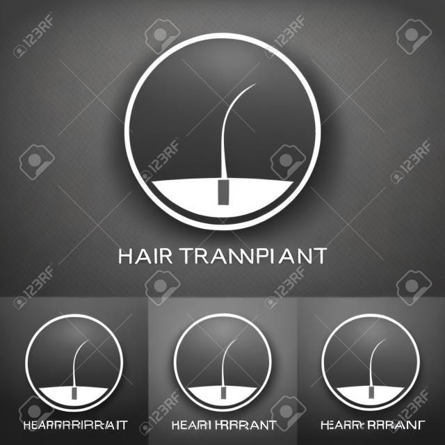 Hair transplant logo template. Hair loss treatment concept. Hair medical diagnostics label. Hair follicle icon. Hair bulb symbol. Perfect for hair clinics or diagnostic centres. Vector illustration.
