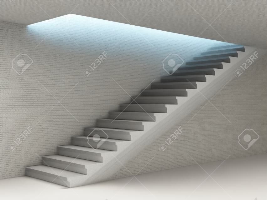 3D Abbildung über eine Treppe in die Zukunft.