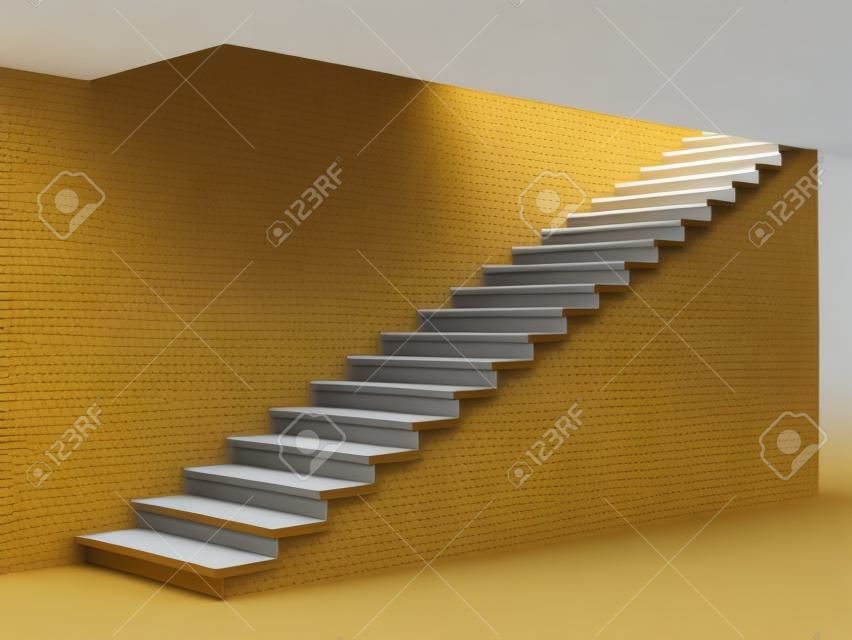 3D Abbildung über eine Treppe in die Zukunft.