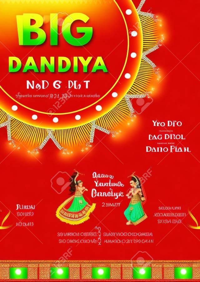 Big Dandiya laden Vorlage für junge Paare und Familienmitglieder auf diesem Navratri-Festival ein
