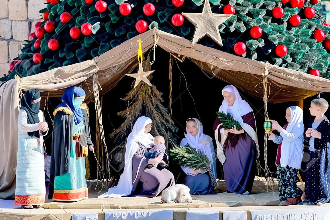 Albero di Natale sulla piazza di Betlemme, Palestina