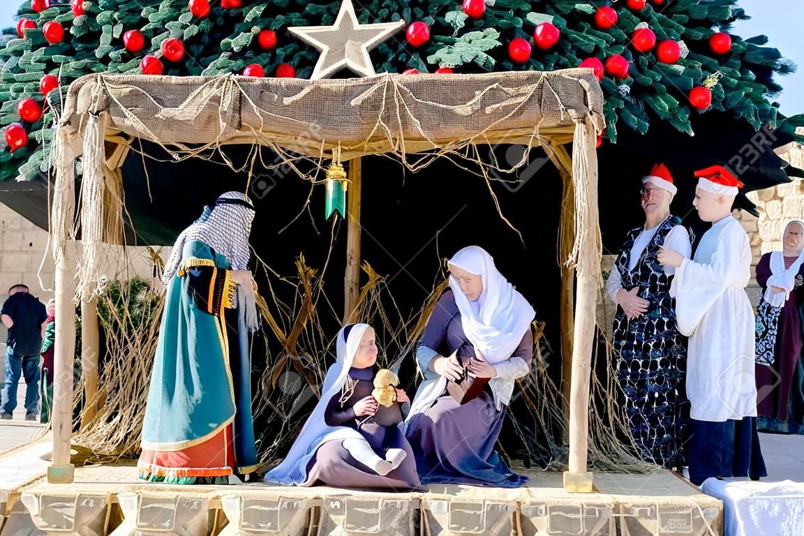 Albero di Natale sulla piazza di Betlemme, Palestina