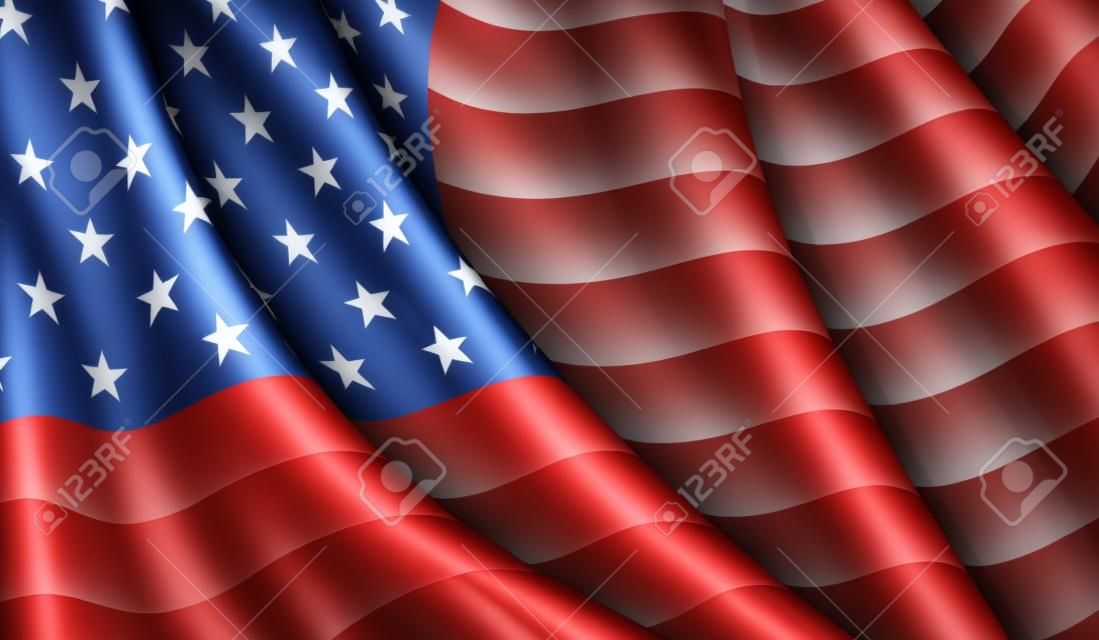Clean cut design of a Waving American flag 