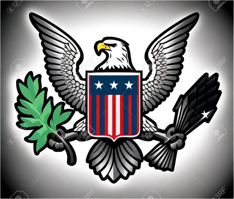 美国大胆的老鹰国家标志的传染媒介例证。该设计具有两层阴影，以使插图更具深度。