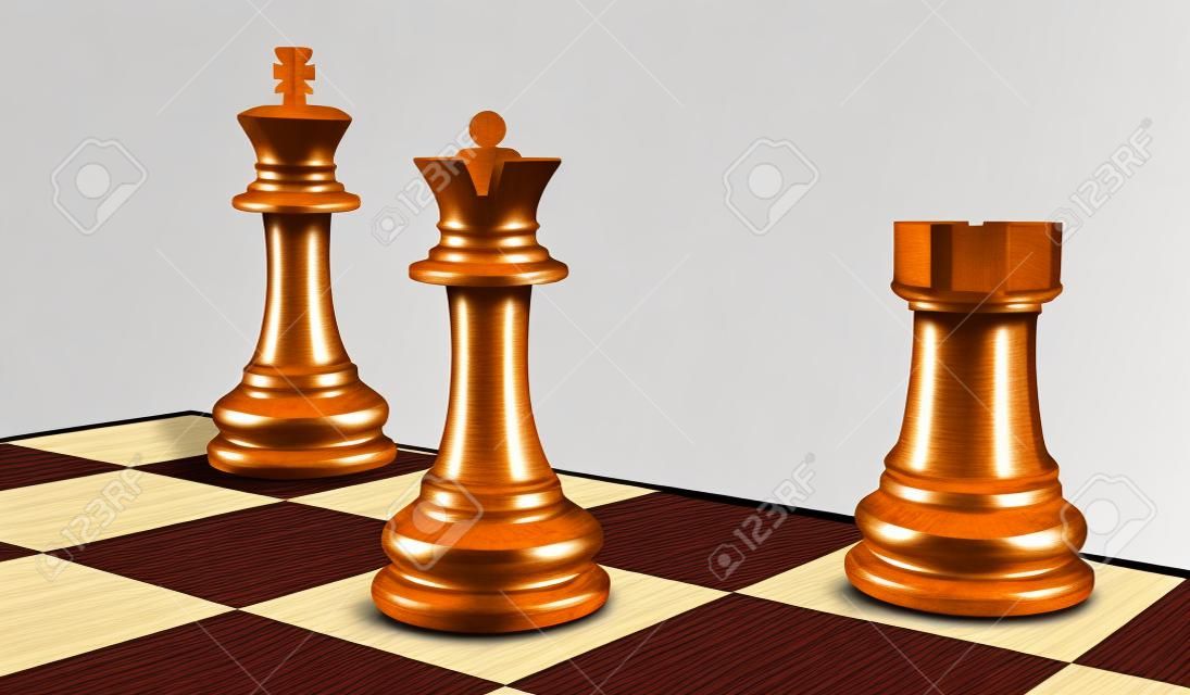 체스 보드 킹, 퀸 여왕과 밧줄로 수 표석.