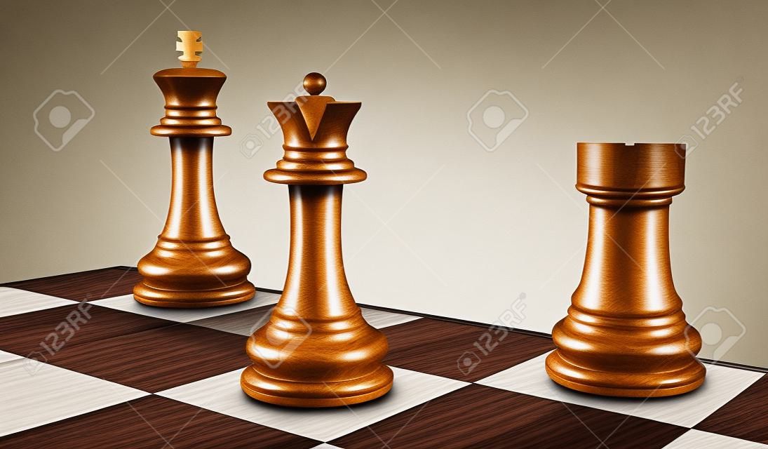 체스 보드 킹, 퀸 여왕과 밧줄로 수 표석.