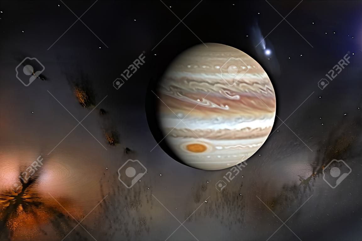 Planeta Jowisz w Układzie Słonecznym - ilustracja 3d, widok z bliska