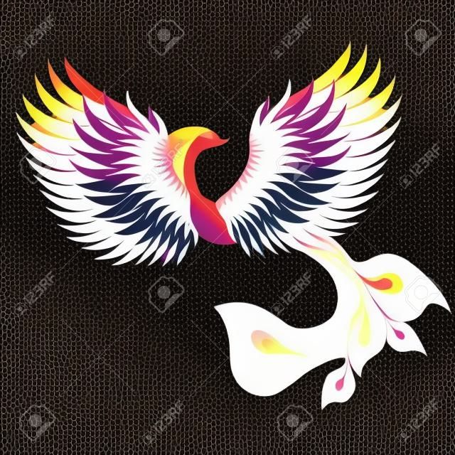 Phoenix with straighten wings  Abstract vector illustration 