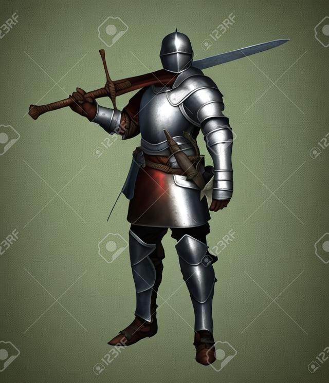 中世の騎士鎧孤立