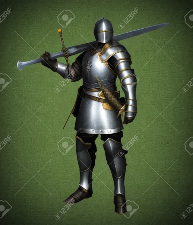 中世の騎士鎧孤立